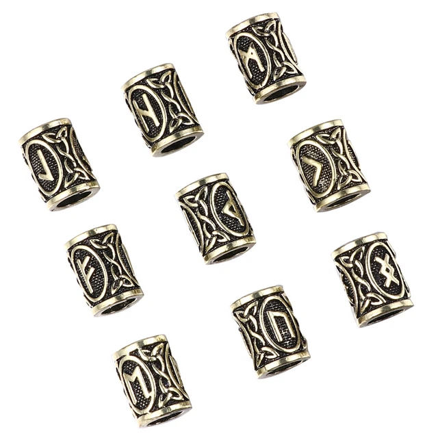 24pcs Viking Rune Beard Beads Beard Tube Beads  Norse Hair Rings