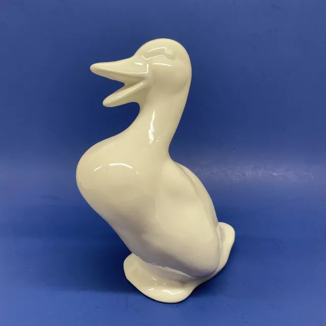 Vintage Small Ceramic Porcelain Goose Duck Figurine 8” White Chipped Beak