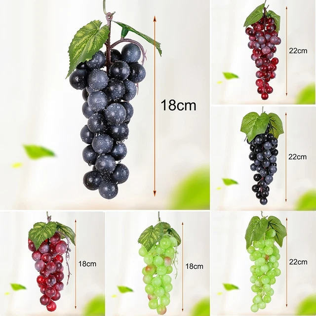 Fausses Grappes De Raisin Artificiel Pour Décoration - Couleurs Violet, Noir, Vert, Longueur ~13 Cm - Pour Mariages, Tables, Centre, Jardin - 7