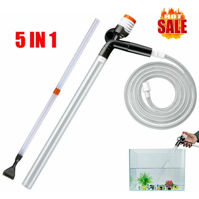 5 in1 Fish Tank Gravel Cleaner Kit Pump Siphon Water Vacuum Aquarium Cleaning UK
