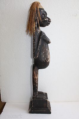 Antique Hand Carved Wooden Figurine 20" Pregnat Woman African Tribal Wood Art