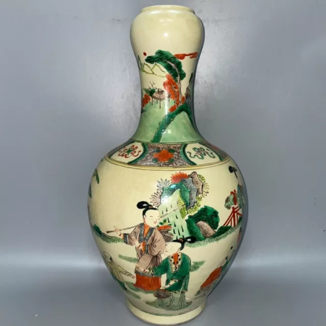 Chinese antiques Qing Dy Famille Rose Porcelain Character story Vase tank jar