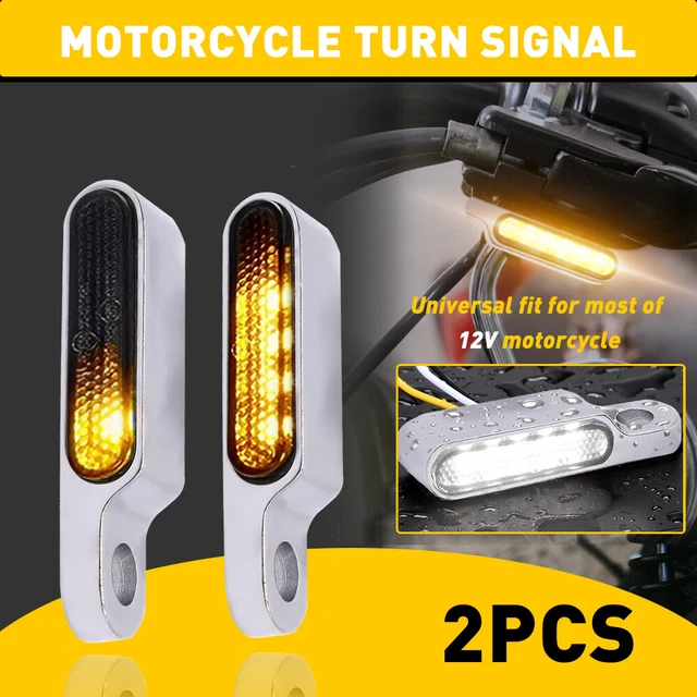 High Bright Motorcycle LED Turn Signals Amber Blinker White Running Light Lamps