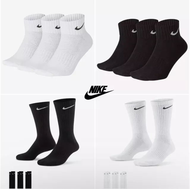 Nike Calzini 3 Paia Nero Bianco Leggero Girocollo Donna