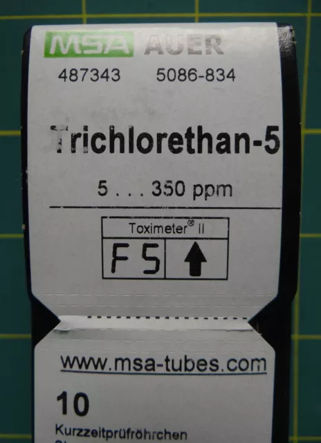 MSA Auer Tube Detector (Pk10) TRICHLORETHAN-5 487343, 5086-834, ISO 9001 2