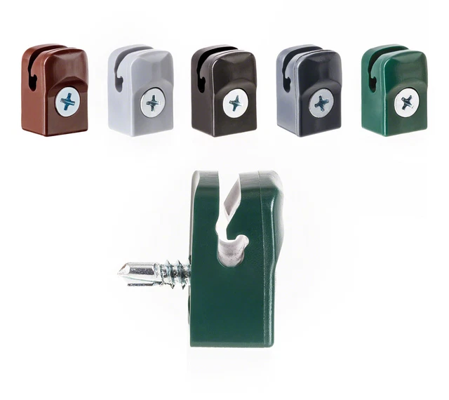 VidaXL Spanndrahthalter 100 Sets - Mit Schrauben, Grün, Kunststoff, Für Maschendrahtzäune Bis 4 Mm Draht