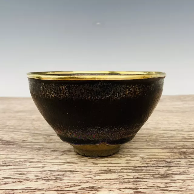 4.8 " China antique Tang Dynasty Jian kiln Colorful Oil Drops bowl