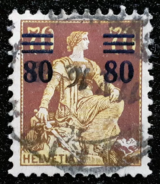 Switzerland Stamp 1915 80c on 70c Helvetia Scott # 189 Mi 127 Used