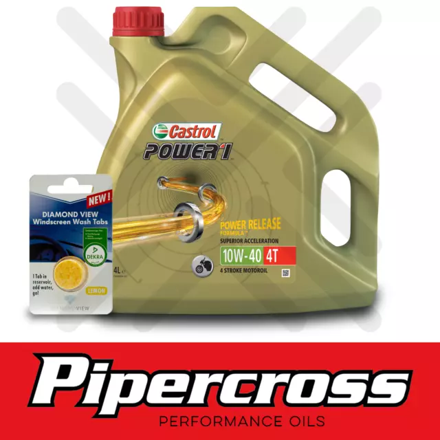 Castrol Power 1 4T 10W40 4L 4 Litres 4-Stroke Engine Oil + 5L SCREENWASH TAB