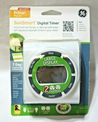 Ge Sunsmart Digital Timer Security Indoor Plug-In 7-Day Programmable 15079