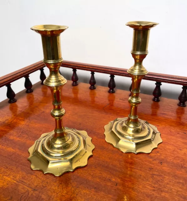 A Very Good Pair Of Antique Georgian Brass Candlesticks