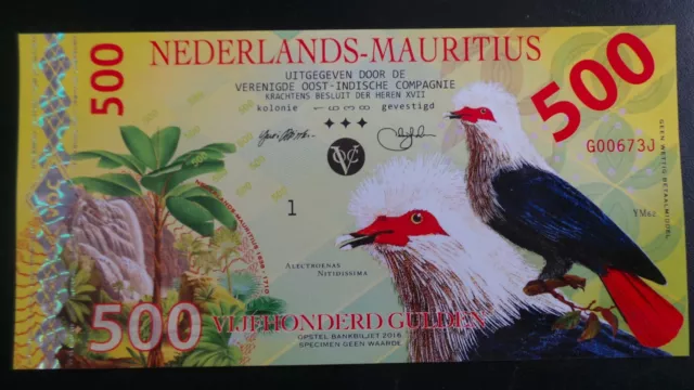 Netherlands-Mauritius, Uncirculated, Polymer 500 Gulden, NOVELTY, Note, 2016.