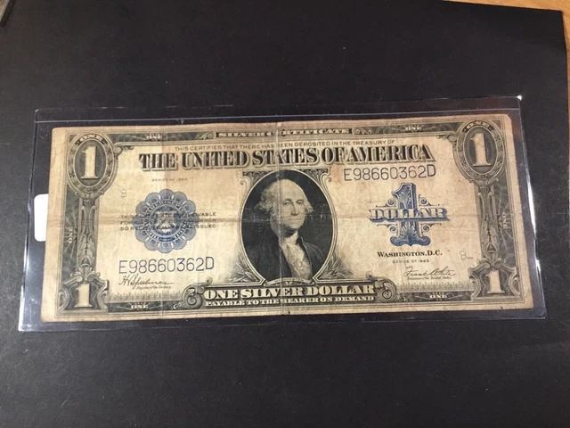 Series of 1923 One Dollar $1 Silver Certificate-“Horse Blanket”-0362D