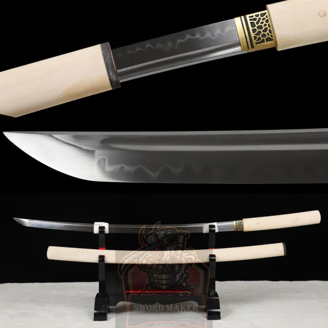 Clay Temperped T10 Steel Shirasaya Japanese Samurai Sword Katana  Razor Sharp