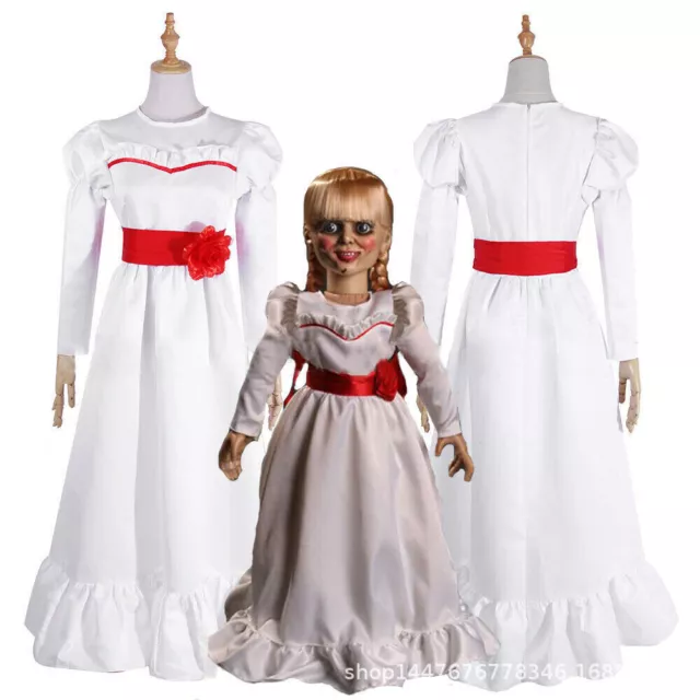Girls Annabelle The Conjuring Adult Halloween Horror Fancy Dress Costume Cosplay