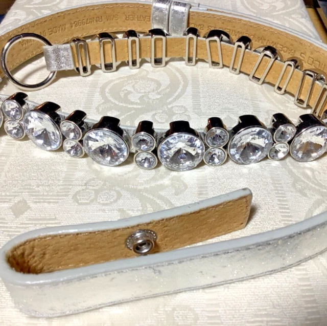 Vintage Chico's Belt Statement Huge Rhinestones,Leather & Manmade Strap,33”-42”