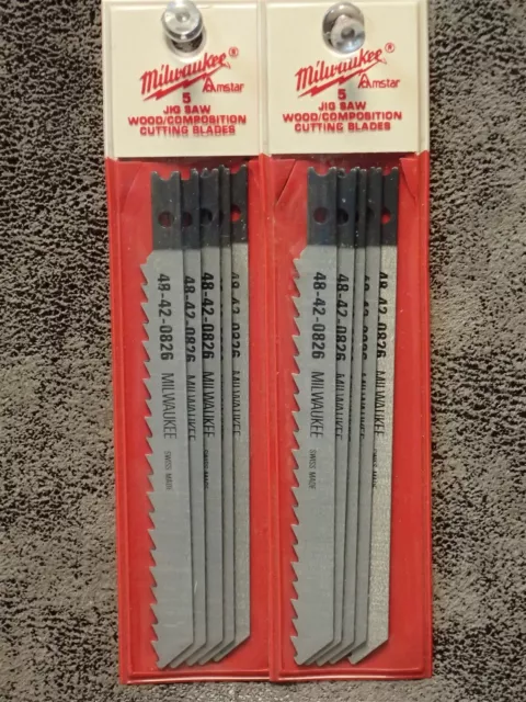 (10-pk) 48-42-0826 Milwaukee 4-1/8" 6T Hi Carbon Steel Jig Saw Blades 3/8" BN38
