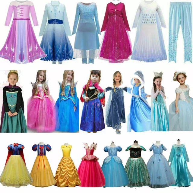 Kids Girl Queen Elsa Anna Princess Dress Cosplay Costume Halloween Party Dress▫