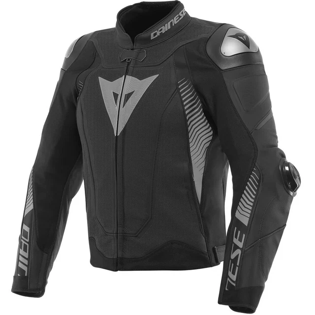 Jacke Motorrad Leder Dainese Super Speed 4 Leather Perf. Schwarz Grau TG 44