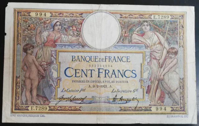 Billet Français 100 Francs Merson
