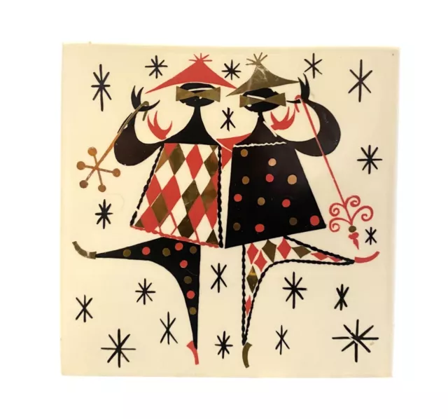Trivet Jester Starburst MCM Atomic Midcentury Harlequin Ceramic Tile Hot Plate *