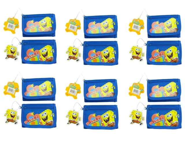 12pcs SpongeBob Squarepants Tri-Fold Mini Wallet Coin Purse for Kids (Blue)