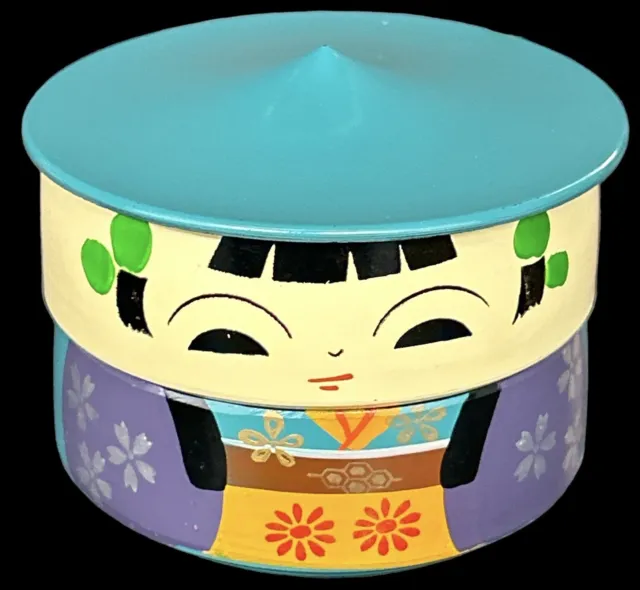 Japanese Kokeshi Doll Stacking Bento Bowls Trinket Box