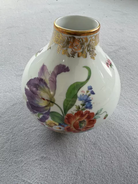 Royal Porzellan Bavaria KPM Vase Gold Blumen Handarbeit Antik Sammler