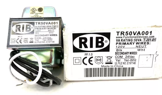 FUNCTIONAL DEVICES INC / RIB TR50VA001 Cls 2 Trnsfrmr,50VA,Open,Hub, Foot