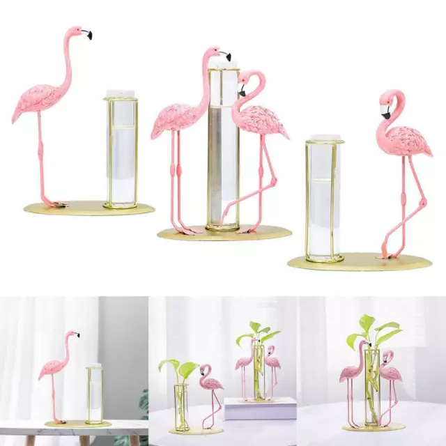 Flamingo Hydroponics Vase Glass Test Tubes Vase Planter Pot Indoor Desktop