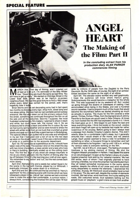 Feature Film Article Example (F&F2) FILM FEATURE Article & Pictures, The Making Of Angel Heart Part ...