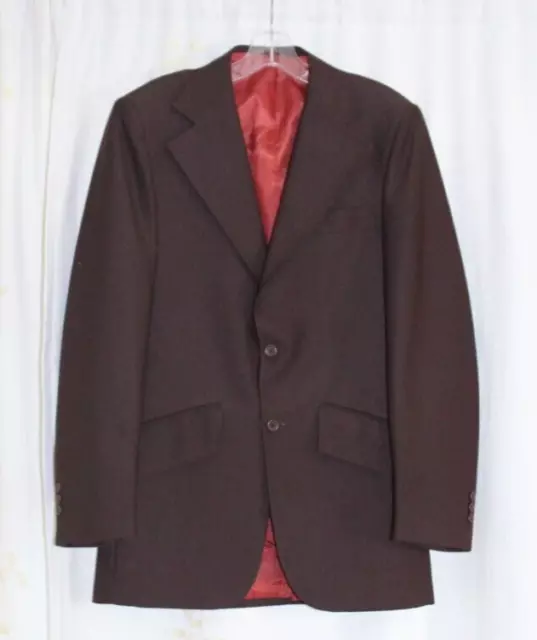 Vintage 1970s Brown Polyester Suit Jacket Blazer Sport Coat Union Made Men's 40