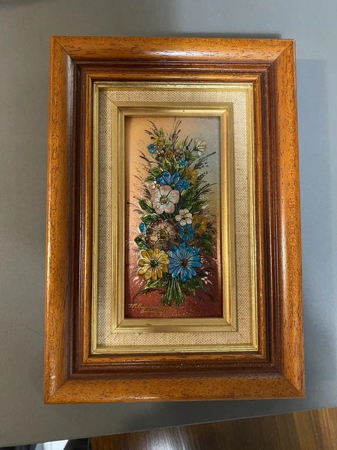 Emaux d'Art Limoges jean paul Boucharel bouquet bucolique email gras vintage