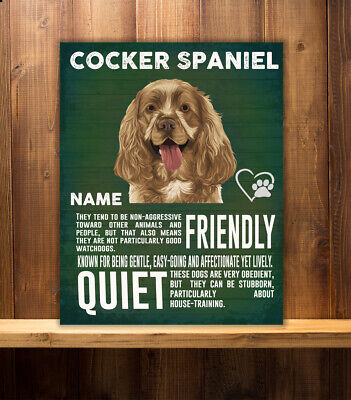 Personalised Cocker Spaniel Dog Breed   Vintage Metal Sign Rs70