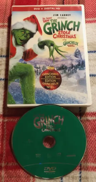 Dr. Seuss HOW THE GRINCH STOLE CHRISTMAS [2000] (Jim Carrey) | DVD, No Scratches