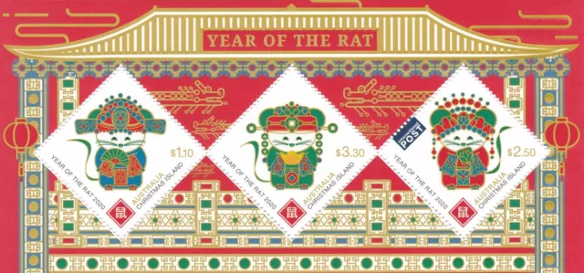 MCI217) Christmas Island 2020 Year of the Rat Minisheet MUH