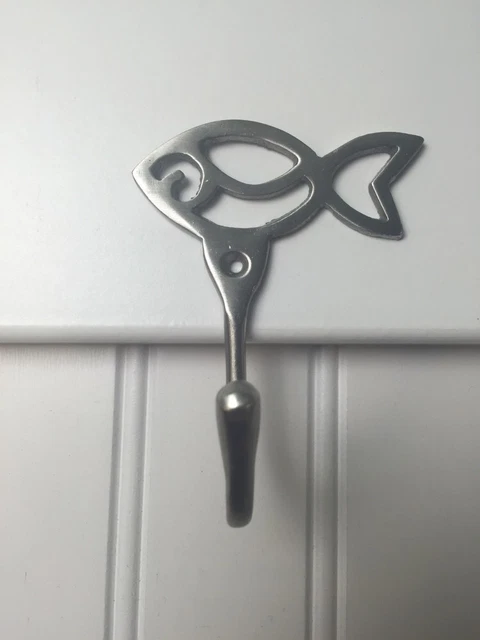 *3 Pack* Satin Nickel Decorative Tribal Fish Cabinet Hooks