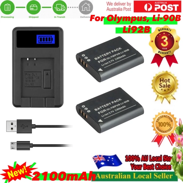 2 Batteries Dot.Foto LI-92B 3.6v/1350mAh - Compatibles Olympus TG-6, TG-5, TG-4, TG-3, TG-2, TG-1