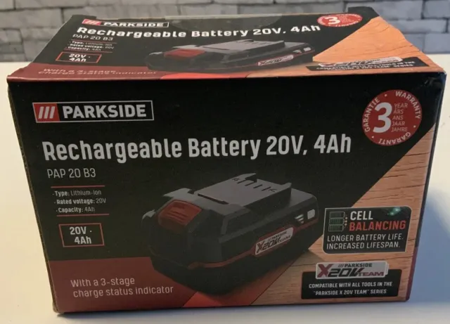 2 x Parkside 20 V 4Ah Batterien passen für alle X20V Team Serie kabelloses Werkzeug