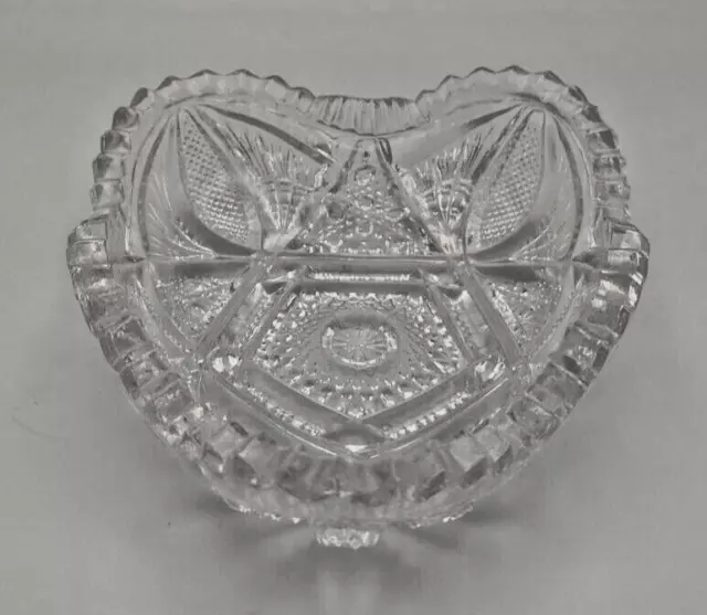 Vintage Lenox Imperial Clear Cut Pressed Glass Heart Shaped Candy Nut Dish 2