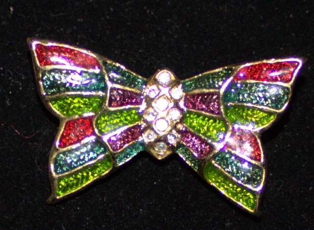 Broche Papillon émaillée Vintage - Multicolore - Métal émaillé - Occasion