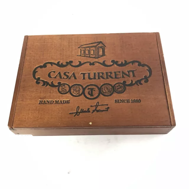 CIGAR Box Casa Turrent Torpedo EMPTY Wooden Storage Nail Closure Stash Box