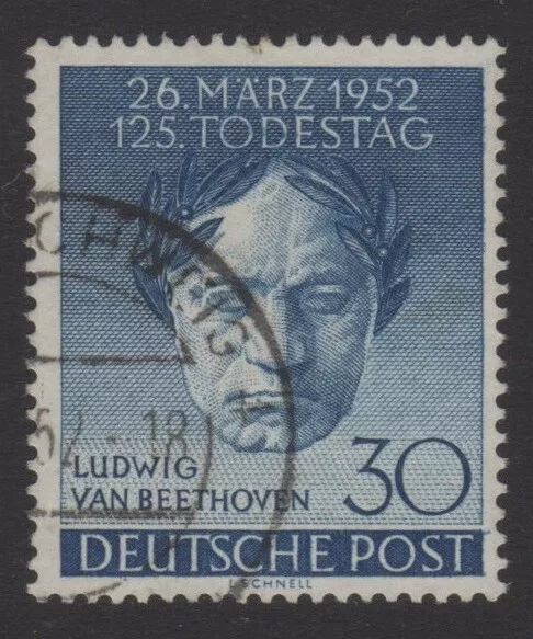 Germany Berlin 1952, 125th Anniv Death Ludwig van Beethoven used, Sc 9N80, Mi 87