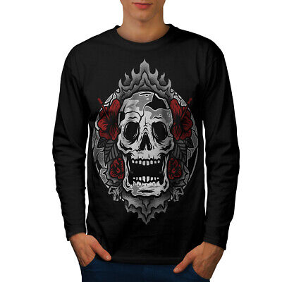 Wellcoda Goth Death Art Cool Skull Mens Long Sleeve T-shirt,  Graphic Design