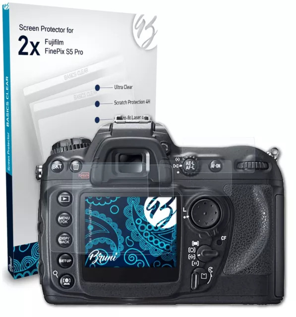 Bruni 2x Folie für Fujifilm FinePix S5 Pro Schutzfolie Displayschutzfolie