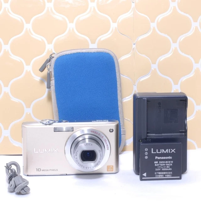 PANASONIC LUMIX FX35 Gold Digital Camera Used Tested Compact