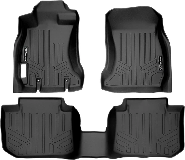 Floor Mats 2 Row Liner Set Black for 2013-2017 Subaru Crosstrek/Xv Crosstrek