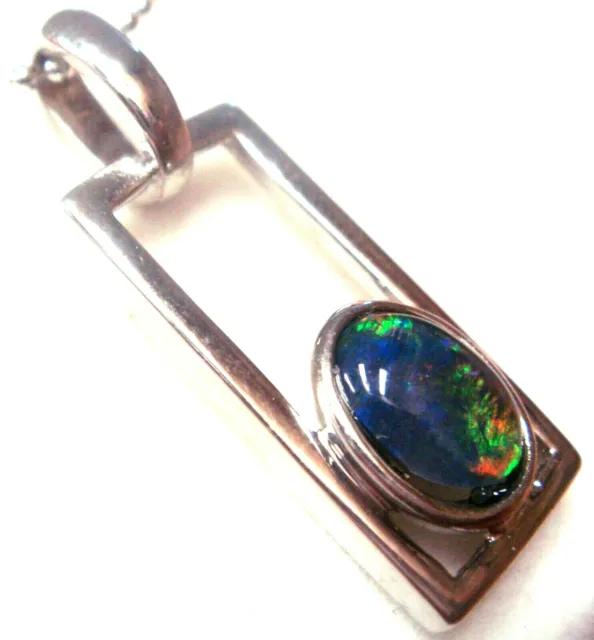 Australian Opal Natural Black Triplet Opal Pendant 8.56cts With Solid Silver Set