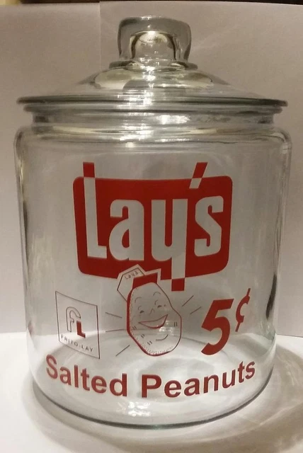 A RARE Lay's Salted Peanuts Glass Counter Jar