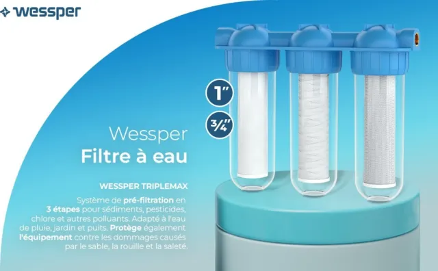 Système de filtration d'eau 10 "3 étapes 3/4" + 9 filtres de purification d'eau 2
